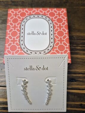 Stella & Dot Silver Crystal Ear Climber Earrings